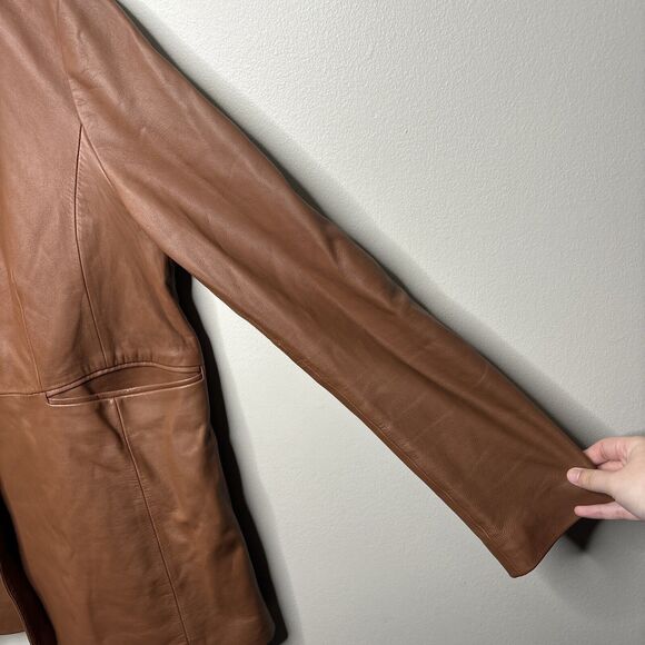 Lewit Leather Blazer Jacket Women's Size 1 Brown Single Button - Picture 4 of 16